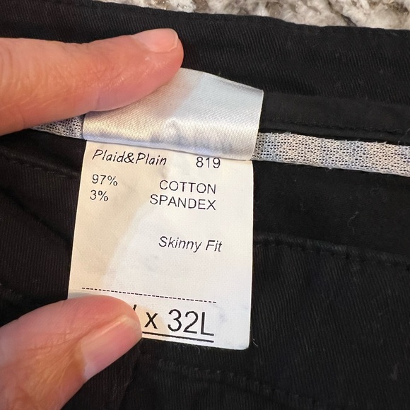 Plaid & Plain Men's Stretch Dress Pants Slim Fit Skinny 34W x 32L Black NEW 34 - Picture 8 of 11